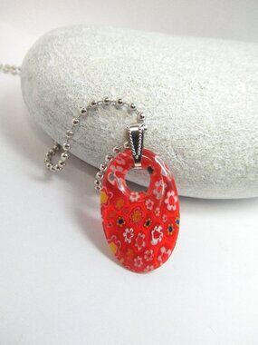 Red millefiori pendant